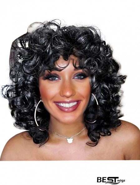 Soft Black Short Curly Wig with Bangs for Black Women – Natural and Stylish Look