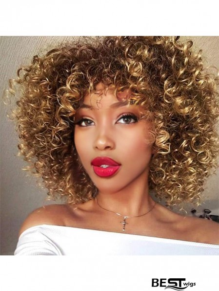 Curly Wigs for Black Women – Brown and Blonde Mixed Synthetic Wig for African American Hair