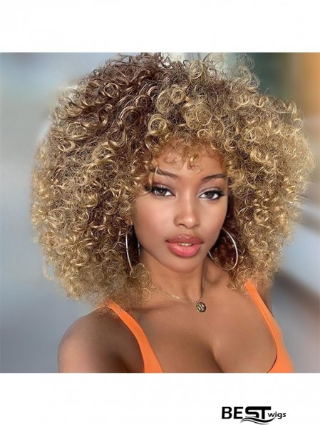 Afro Blonde Curly Wig – Short Kinky Curly Full Wig with Brown and Blonde Highlights for a Bold, Natural Look