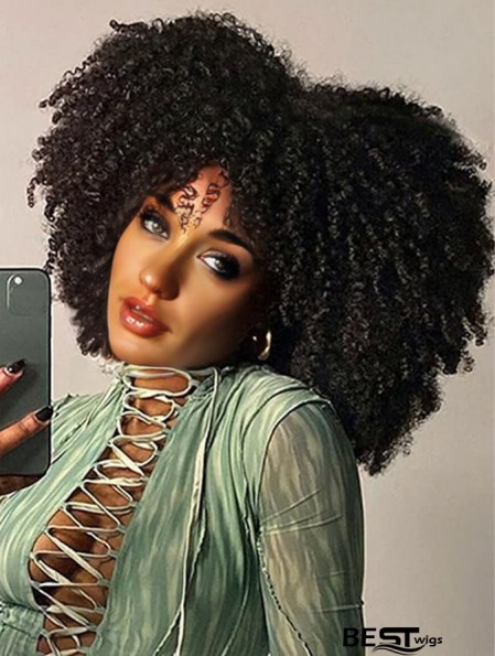12-Inch Curly Wig with Bangs – Synthetic Afro Wig for Women, Natural & Stylish Look