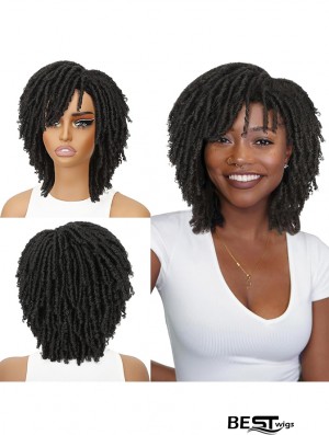 Short Dreadlock Afro Synthetic Wig - Faux Locs Braided Wig for Black Men and Women