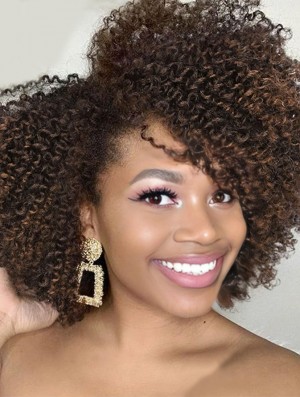 Black Women's Side-Part Afro Curly Synthetic Wig - African American Stylish Hair Replacement