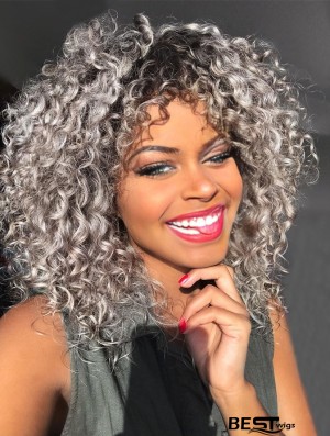 Kinky Curly Wig with Bangs for Black Women - Synthetic Hair with Volume and Natural Look