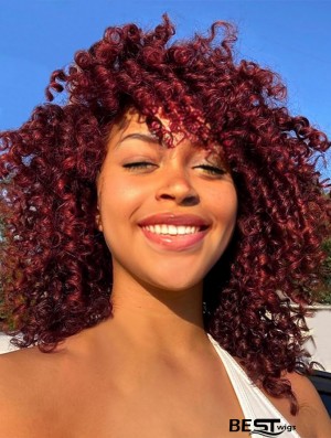 Kinky Curly Wig with Bangs for Black Women - Synthetic Hair with Volume and Natural Look