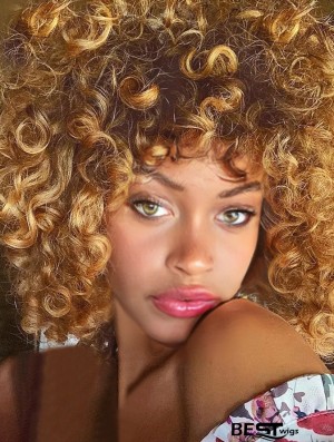 Kinky Curly Wig with Bangs for Black Women - Synthetic Hair with Volume and Natural Look
