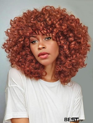 Kinky Curly Wig with Bangs for Black Women - Synthetic Hair with Volume and Natural Look