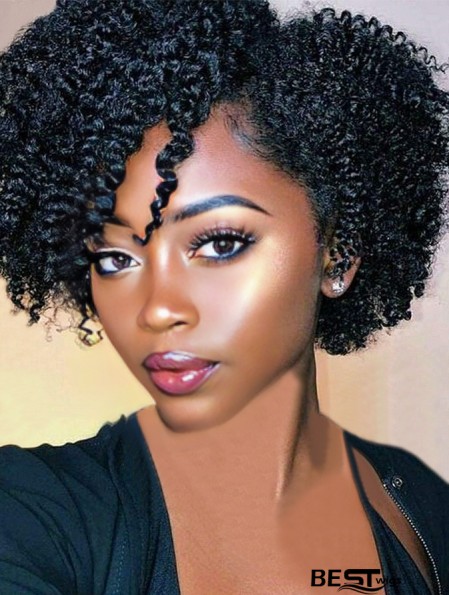 Black Side-Part Kinky Curly Wig | Natural Afro Curly Hair Wig