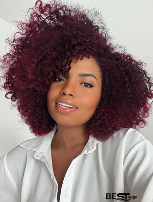 Short Kinky Curly Wig with Side Part | Afro Bomb Curly Wig for African American Women