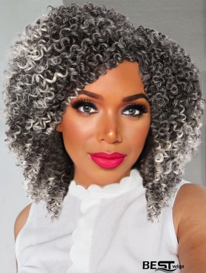 Short Kinky Curly Wig with Side Part | Afro Bomb Curly Wig for African American Women