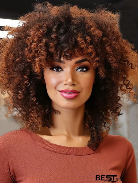 Short Kinky Curly Wig with Side Part | Afro Bomb Curly Wig for African American Women