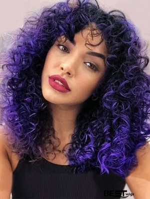 Afro Curly Synthetic Wig with Bangs Stylish Wigs for Black Women