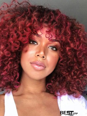 Afro Curly Synthetic Wig with Bangs Stylish Wigs for Black Women