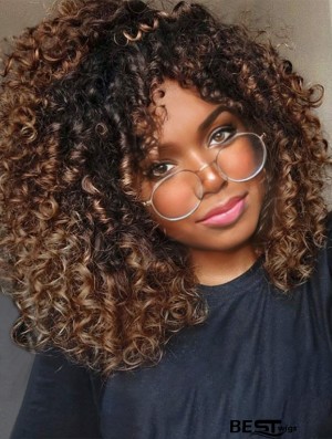 Afro Curly Synthetic Wig with Bangs Stylish Wigs for Black Women