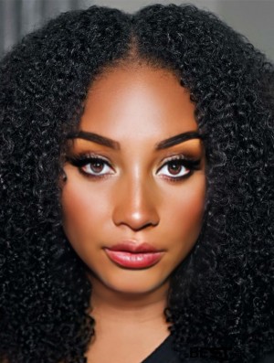 Afro Kinky Curly Human Hair Wig with Slip-Resistant Elastic Band & Detachable Clip