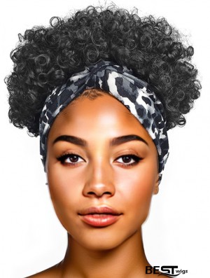Natural Black Kinky Curly Afro Puff Headband Wig for Women