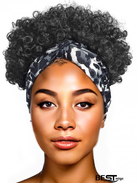 Natural Black Kinky Curly Afro Puff Headband Wig for Women