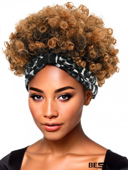 Natural Black Kinky Curly Afro Puff Headband Wig for Women