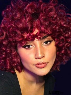 Short Afro Curly Wig with Bangs - Full Curl Synthetic Hair for Black Women