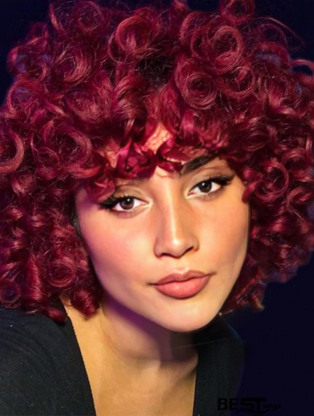 Short Afro Curly Wig with Bangs - Full Curl Synthetic Hair for Black Women