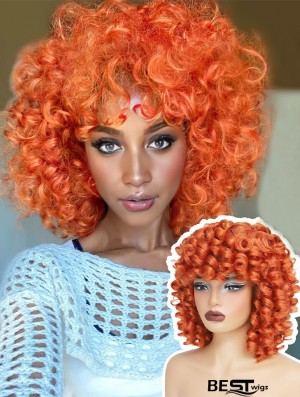 Short Afro Curly Wig with Bangs - Full Curl Synthetic Hair for Black Women