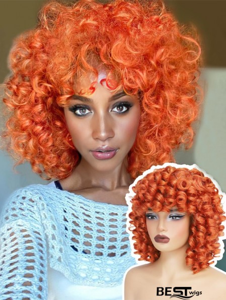 Short Afro Curly Wig with Bangs - Full Curl Synthetic Hair for Black Women