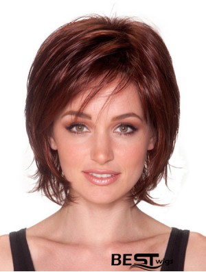 Straight Chin Length Auburn 10 inch Capless Natural Bob Wigs