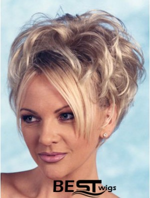 Curly Synthetic Blonde Short Fashion 3/4 Wigs