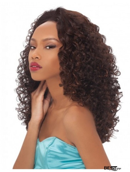 Curly Brazilian Remy Hair Brown Long Trendy 3/4 Wigs