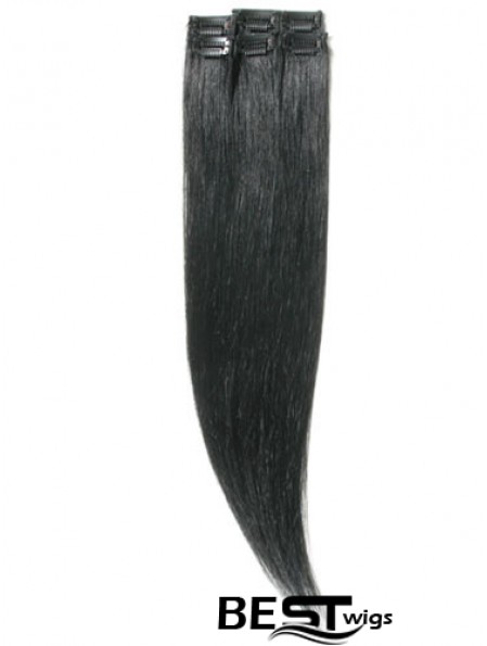 Amazing Black Straight Remy Human Hair Clip In Hair Extensions