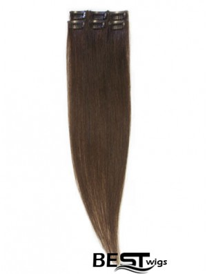 Popular Brown Straight Remy Human Hair Clip In Hair Extensions