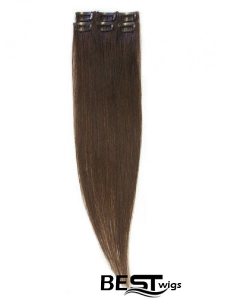 Popular Brown Straight Remy Human Hair Clip In Hair Extensions