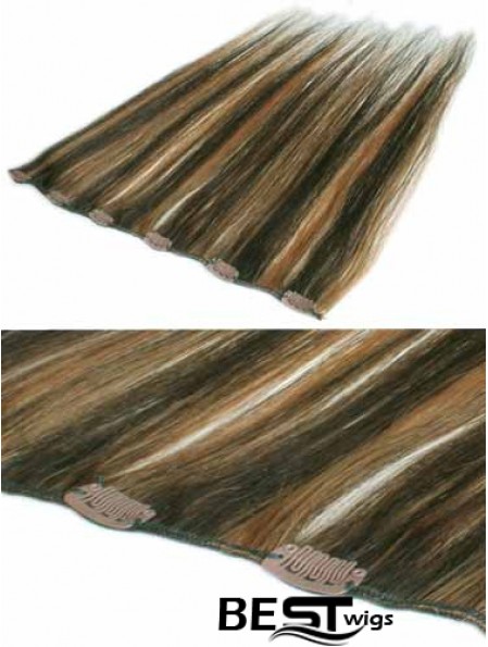 Fashion Brown Straight Remy Human Hair Clip In Hair Extensions