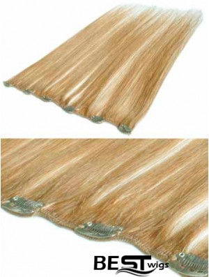 Suitable Blonde Straight Remy Human Hair Clip In Hair Extensions