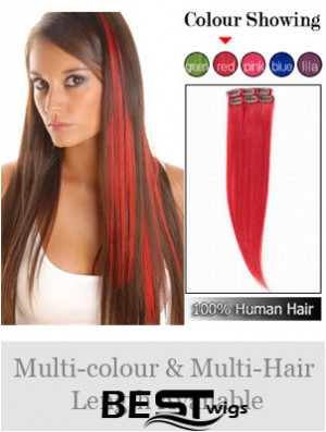 Fashionable Red Straight Remy Human Hair Clip In Hair Extensions