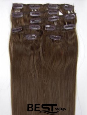 Perfect Brown Straight Remy Human Hair Clip In Hair Extensions
