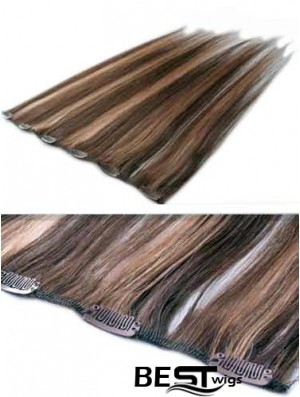 High Quality Brown Straight Remy Human Hair Clip In Hair Extensions