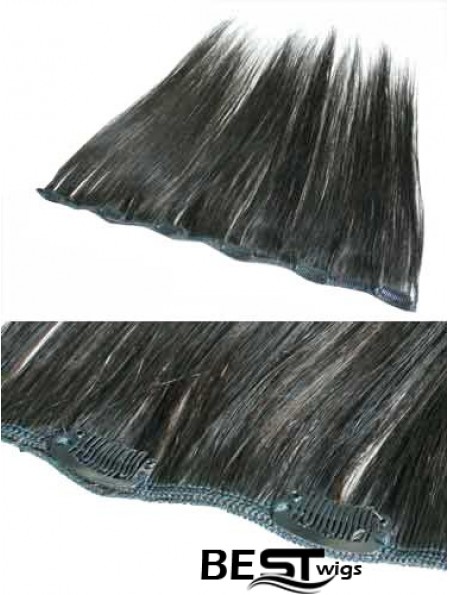 Fabulous Black Straight Remy Human Hair Clip In Hair Extensions