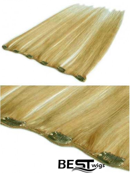 Flexibility Blonde Straight Remy Human Hair Clip In Hair Extensions