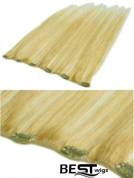 Affordable Blonde Straight Remy Human Hair Clip In Hair Extensions