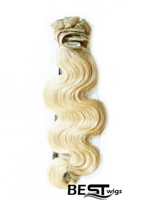 Stylish Blonde Wavy Remy Human Hair Clip In Hair Extensions