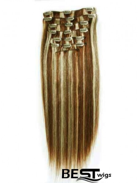 New Brown Straight Remy Human Hair Clip In Hair Extensions