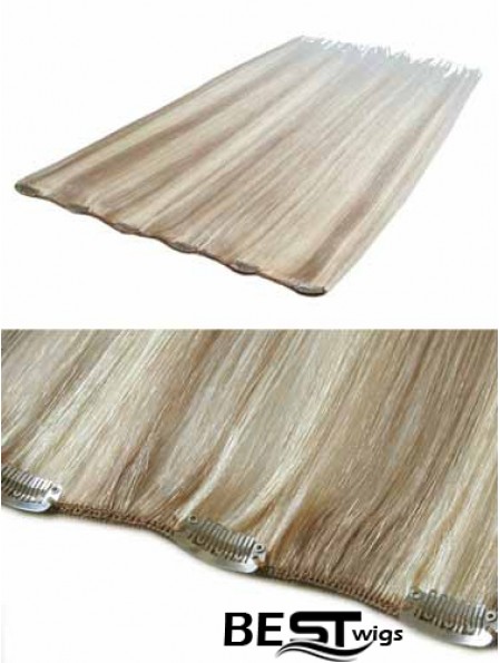 Convenient Blonde Straight Remy Human Hair Clip In Hair Extensions