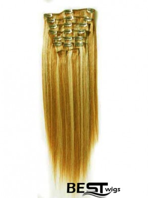 Durable Blonde Straight Remy Human Hair Clip In Hair Extensions