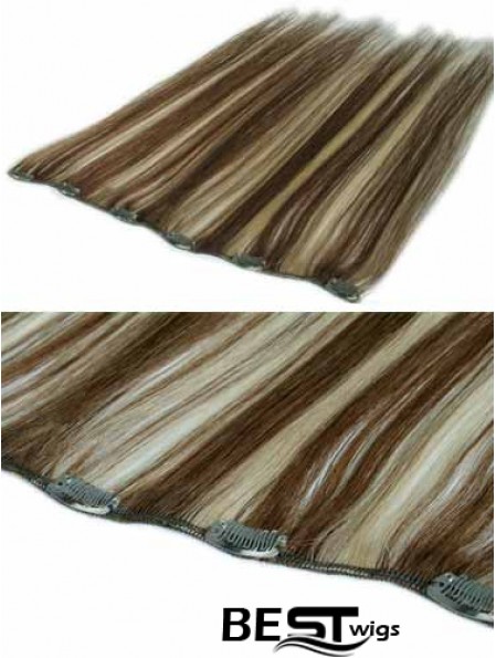 Hair Extensions Clip In Brown Color Straight Style With Remy