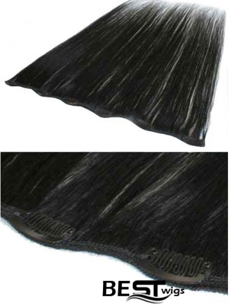 Popular Black Straight Remy Human Hair Clip In Hair Extensions