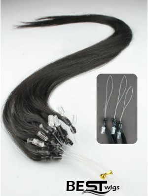 Convenient Black Straight Micro Loop Ring Hair Extensions