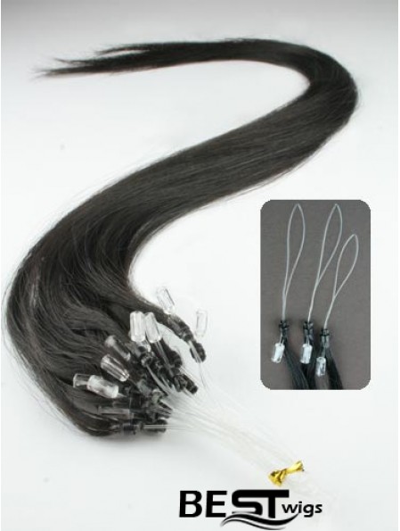 Convenient Black Straight Micro Loop Ring Hair Extensions