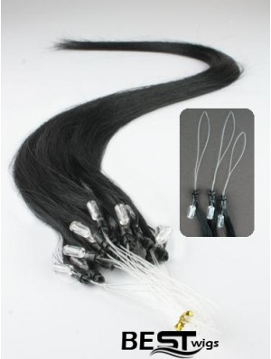 Fashionable Black Straight Micro Loop Ring Hair Extensions