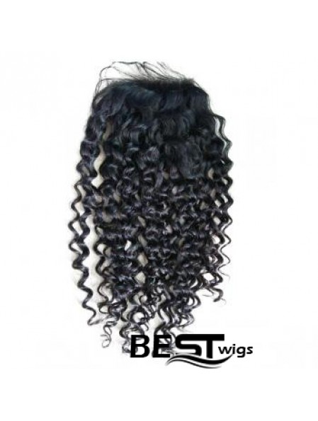 Lace Closures Curly Style Black Color Long Length With Remy