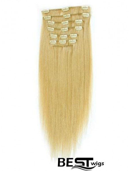 Suitable Blonde Straight Remy Human Hair Clip In Hair Extensions